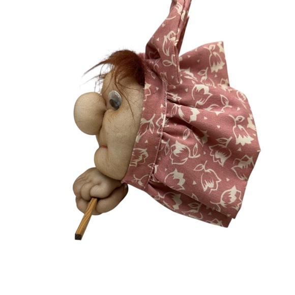 Vintage Panty Hose Witch Doll Plush Broom Halloween Fanny Staffed Toy Handmade - Picture 5 of 9